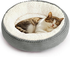 round Donut Cat and Dog Cushion Bed, 20In Bed for Cats or Small Dogs, Anti-Slip & Water-Resistant Bottom, Super Soft Durable Fabric Pet Beds, Washable Luxury Cat & Dog Bed Gray