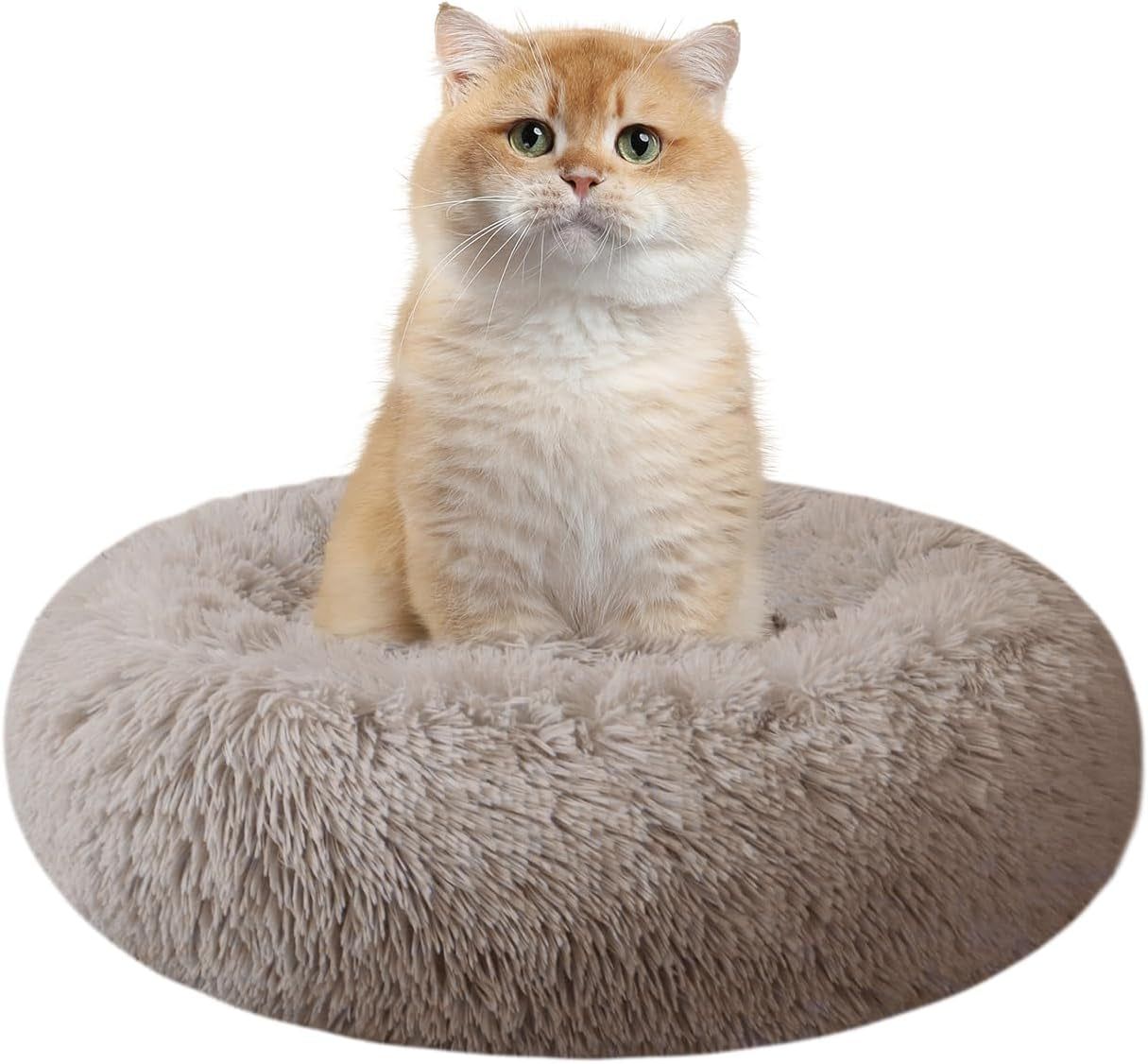 Washable Round Pet Bed – 20” Cat Bed & Small to Medium Dog Bed, Slip-Resistant - Majestic Dog & Cat Pet Boutique