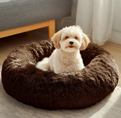 Dog & Cat Bed, Calming Anti-Anxiety Pet Bed for Small Dogs, Fluffy Donut Cushion for Small and Medium Pets (20")