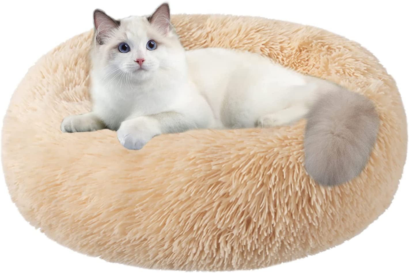 Washable Round Pet Bed – 20” Cat Bed & Small to Medium Dog Bed, Slip-Resistant - Majestic Dog & Cat Pet Boutique