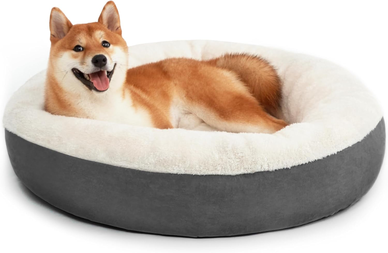 round Donut Cat and Dog Cushion Bed, 20In Bed for Cats or Small Dogs, Anti-Slip & Water-Resistant Bottom, Super Soft Durable Fabric Pet Beds, Washable Luxury Cat & Dog Bed Gray