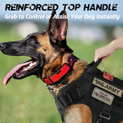 Tactical Dog Harness for Large, Heavy Duty Pet Harness with Handle, No-Pull Service Vest Large Breed, Adjustable Military Dog Vest for Training Hunting Walking, Black, L - Majestic Dog & Cat Pet Boutique