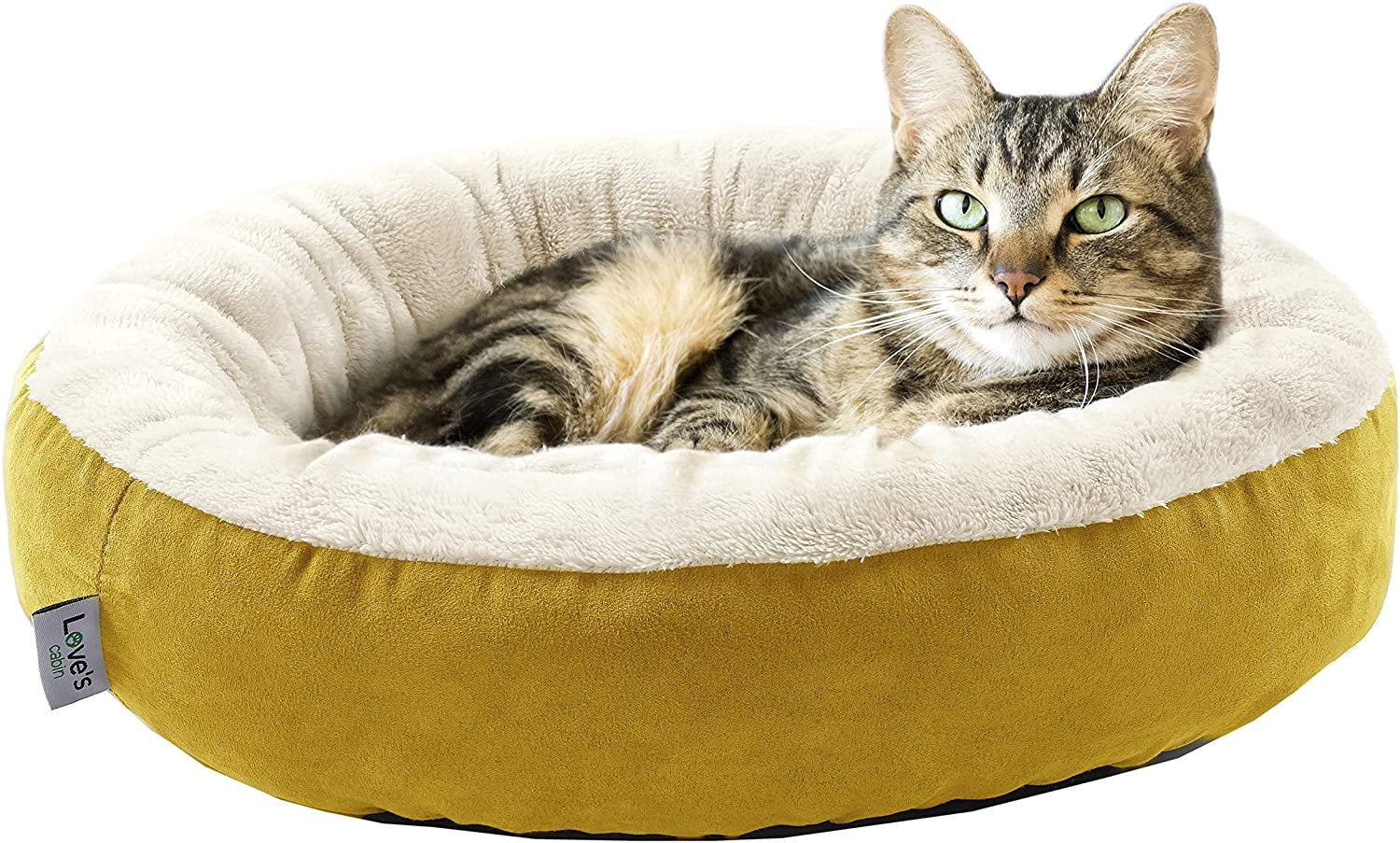 round Donut Cat and Dog Cushion Bed, 20In Bed for Cats or Small Dogs, Anti-Slip & Water-Resistant Bottom, Super Soft Durable Fabric Pet Beds, Washable Luxury Cat & Dog Bed Gray