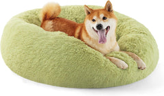 Calming Dog Bed for Small Dogs - Donut Washable Small Pet Bed, 23 Inches Anti-Slip round Fluffy Plush Faux Fur Large Cat Bed, Fits up to 25 Lbs Pets, Camel