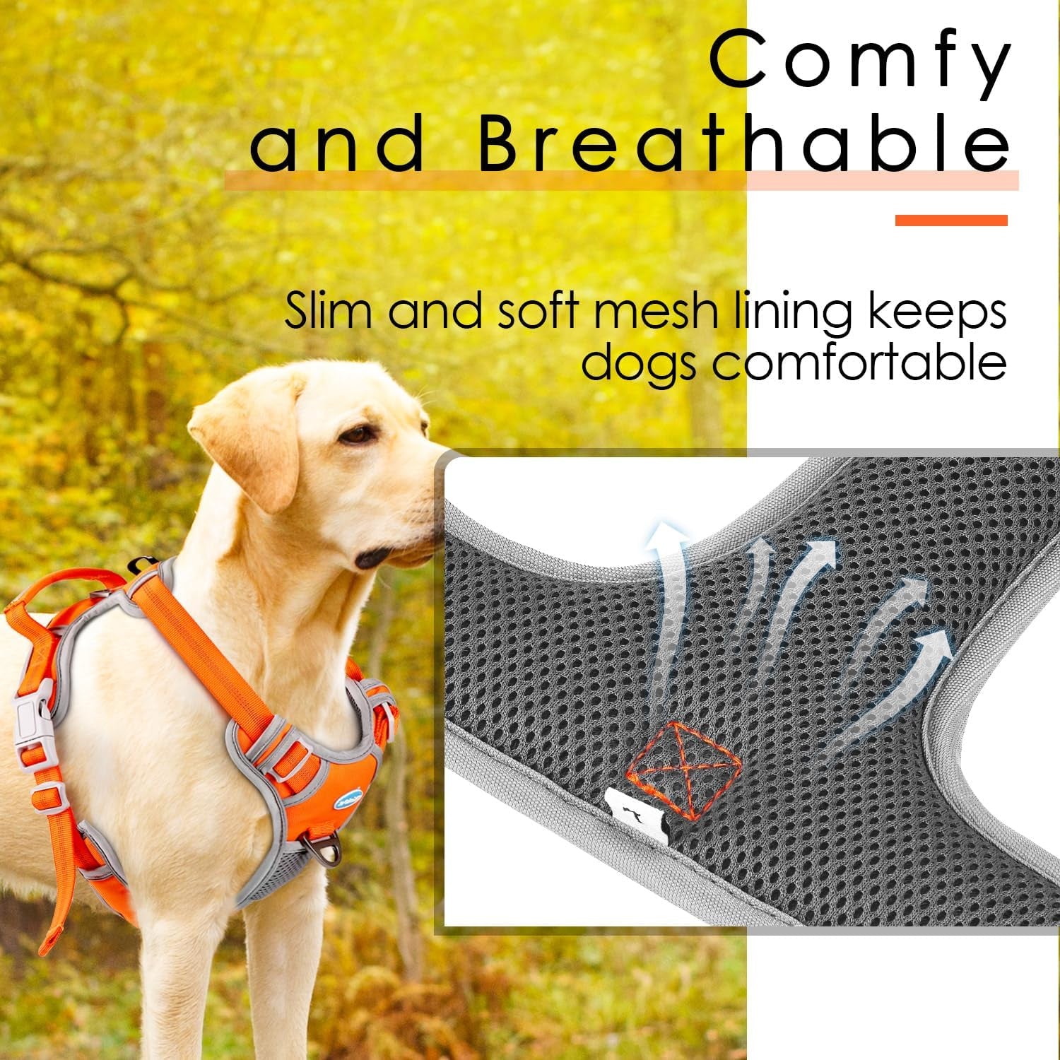 No Pull Harness Breathable Sport Vest with Handle-Dog Harnesses Reflective Adjustable for Medium Large Dogs