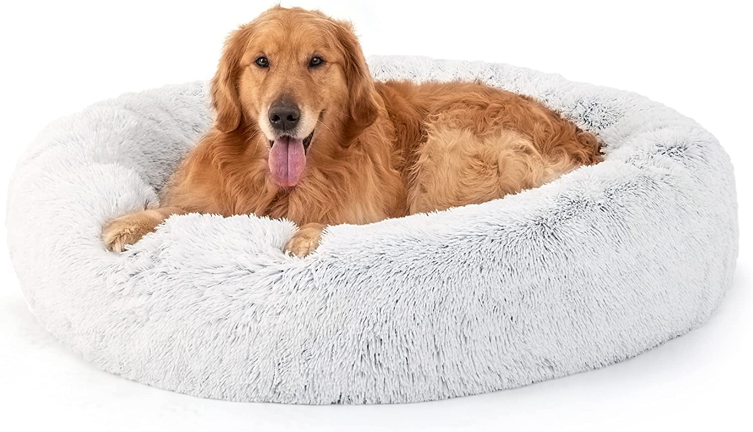 Calming Dog Bed for Small Dogs - Donut Washable Small Pet Bed, 23 Inches Anti-Slip round Fluffy Plush Faux Fur Large Cat Bed, Fits up to 25 Lbs Pets, Camel