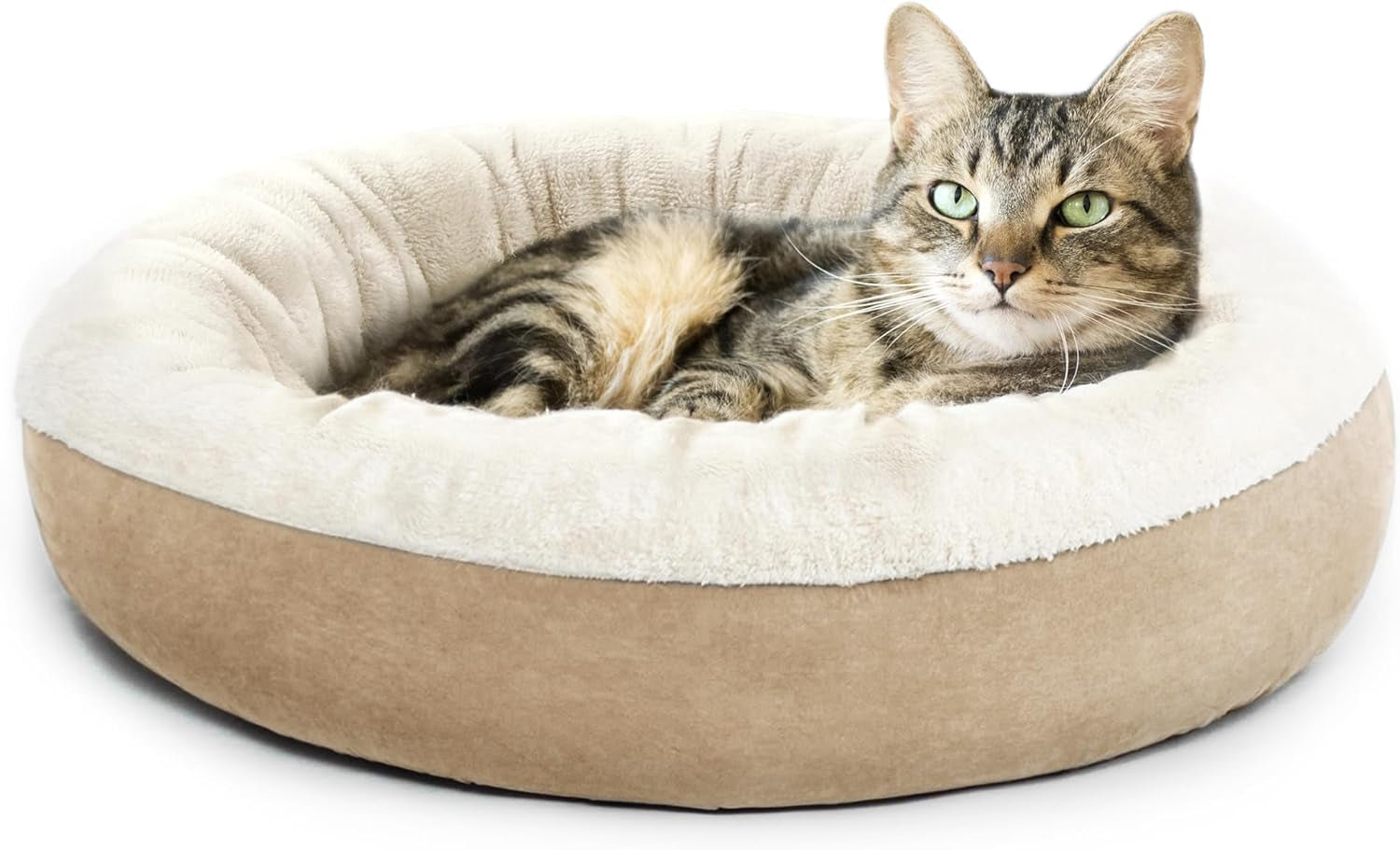 round Donut Cat and Dog Cushion Bed, 20In Bed for Cats or Small Dogs, Anti-Slip & Water-Resistant Bottom, Super Soft Durable Fabric Pet Beds, Washable Luxury Cat & Dog Bed Gray