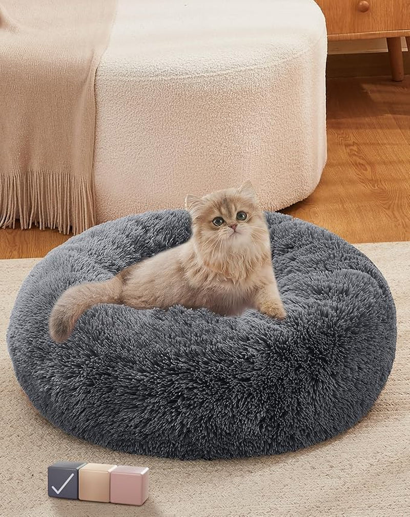 Calming Donut Dog Bed – Plush Pillow for Small & Medium Pets, Washable Cover, Anti-Slip Bottom (23”) - Majestic Dog & Cat Pet Boutique