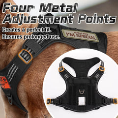 Tactical Dog Harness for Large Dogs, No Pull Military Service Vest with Handle & Molle, Easy Control for Training Walking, Adjustable Reflective Straps, Black, L - Majestic Dog & Cat Pet Boutique