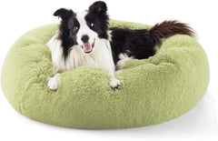 Calming Dog Bed for Small Dogs - Donut Washable Small Pet Bed, 23 Inches Anti-Slip round Fluffy Plush Faux Fur Large Cat Bed, Fits up to 25 Lbs Pets, Camel