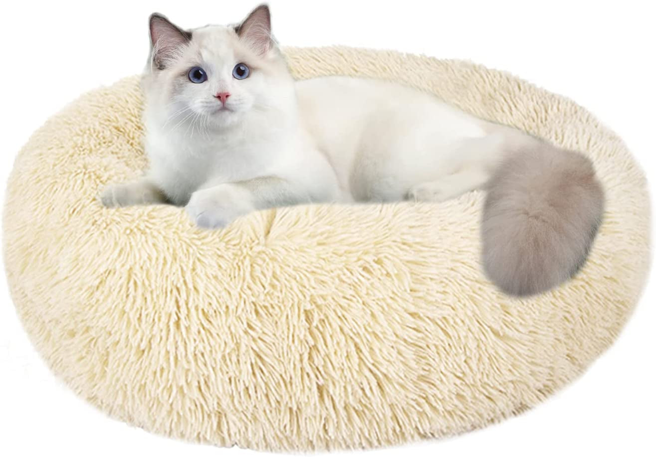 Washable Round Pet Bed – 20” Cat Bed & Small to Medium Dog Bed, Slip-Resistant - Majestic Dog & Cat Pet Boutique