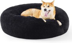 Calming Dog Bed for Small Dogs - Donut Washable Small Pet Bed, 23 Inches Anti-Slip round Fluffy Plush Faux Fur Large Cat Bed, Fits up to 25 Lbs Pets, Camel