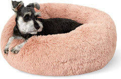 Calming Dog Bed for Small Dogs - Donut Washable Small Pet Bed, 23 Inches Anti-Slip round Fluffy Plush Faux Fur Large Cat Bed, Fits up to 25 Lbs Pets, Camel