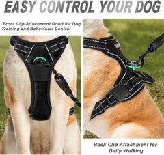 No Pull Dog Harness Front Clip Heavy Duty Reflective Easy Control Handle for Large Dog Walking(Black,L) - Majestic Dog & Cat Pet Boutique