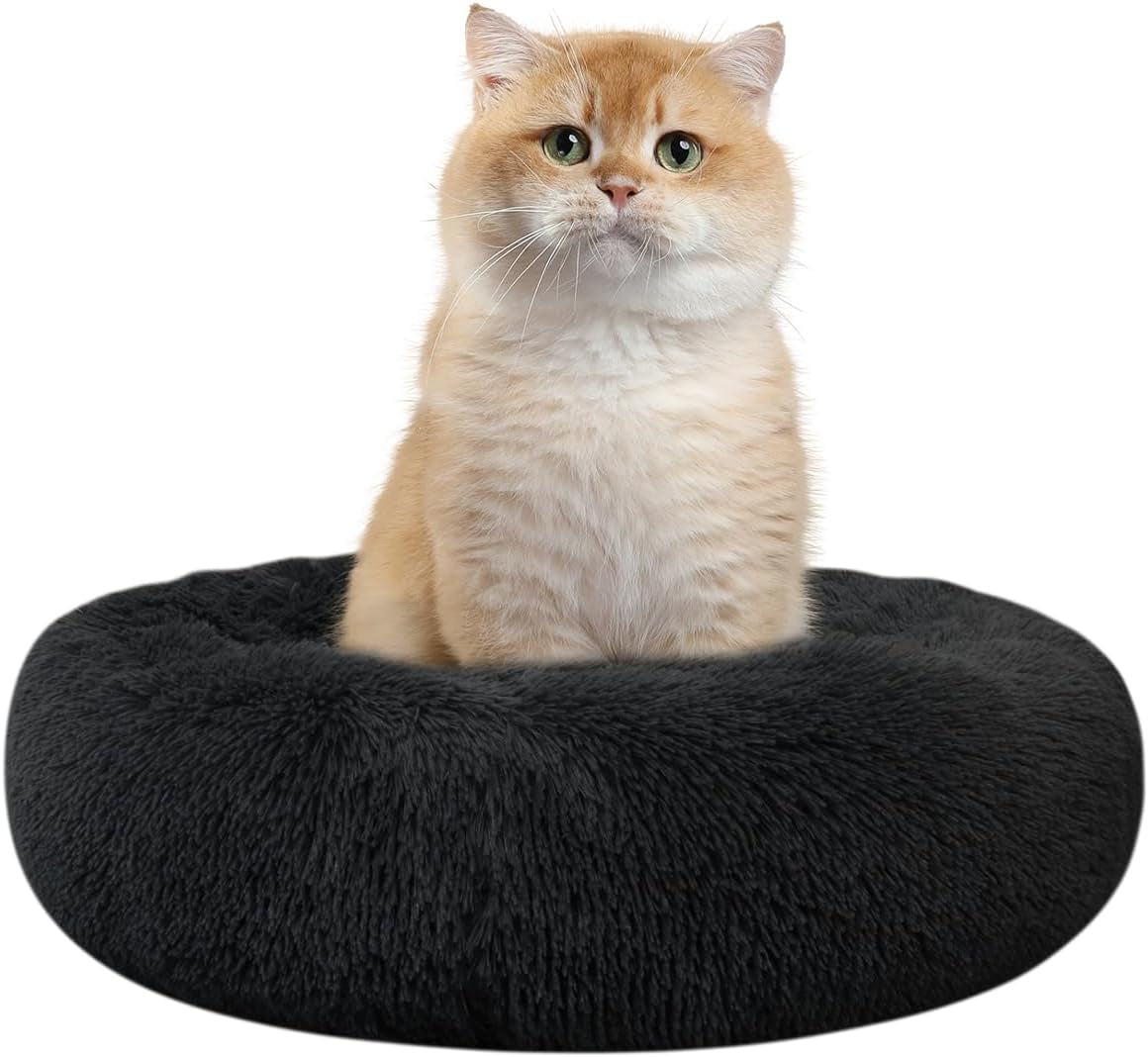 Washable Round Pet Bed – 20” Cat Bed & Small to Medium Dog Bed, Slip-Resistant - Majestic Dog & Cat Pet Boutique