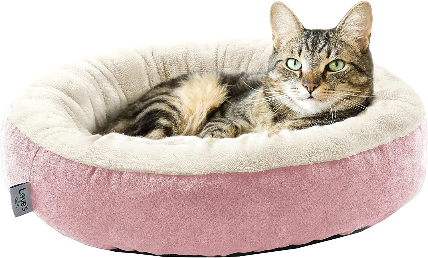 round Donut Cat and Dog Cushion Bed, 20In Bed for Cats or Small Dogs, Anti-Slip & Water-Resistant Bottom, Super Soft Durable Fabric Pet Beds, Washable Luxury Cat & Dog Bed Gray