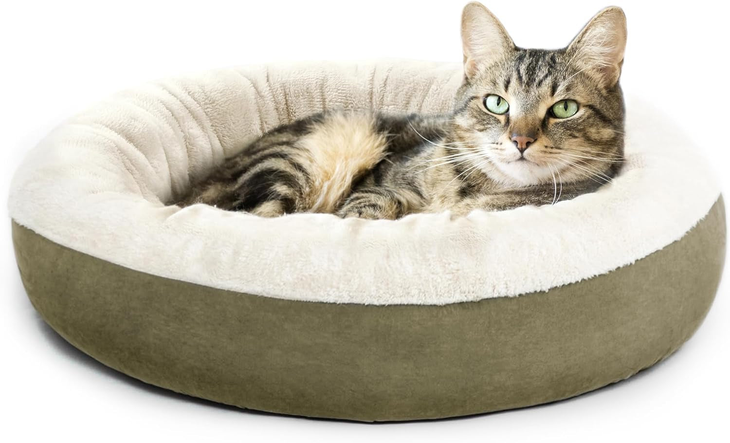 round Donut Cat and Dog Cushion Bed, 20In Bed for Cats or Small Dogs, Anti-Slip & Water-Resistant Bottom, Super Soft Durable Fabric Pet Beds, Washable Luxury Cat & Dog Bed Gray