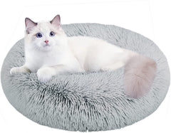 Washable Round Pet Bed – 20” Cat Bed for Indoor Cats & Small to Medium Dogs, Slip-Resistant