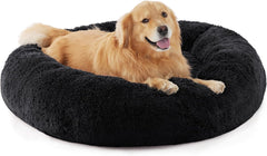 Calming Dog Bed for Small Dogs - Donut Washable Small Pet Bed, 23 Inches Anti-Slip round Fluffy Plush Faux Fur Large Cat Bed, Fits up to 25 Lbs Pets, Camel