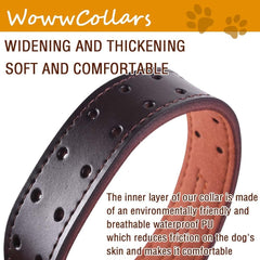 Reflective Genuine Leather Dog Collar Adjustable Soft Padded for Small, Medium Large and Extra Large Breed Dog Collars (Brown Xl(Neck 51.5Cm-63.5Cm))