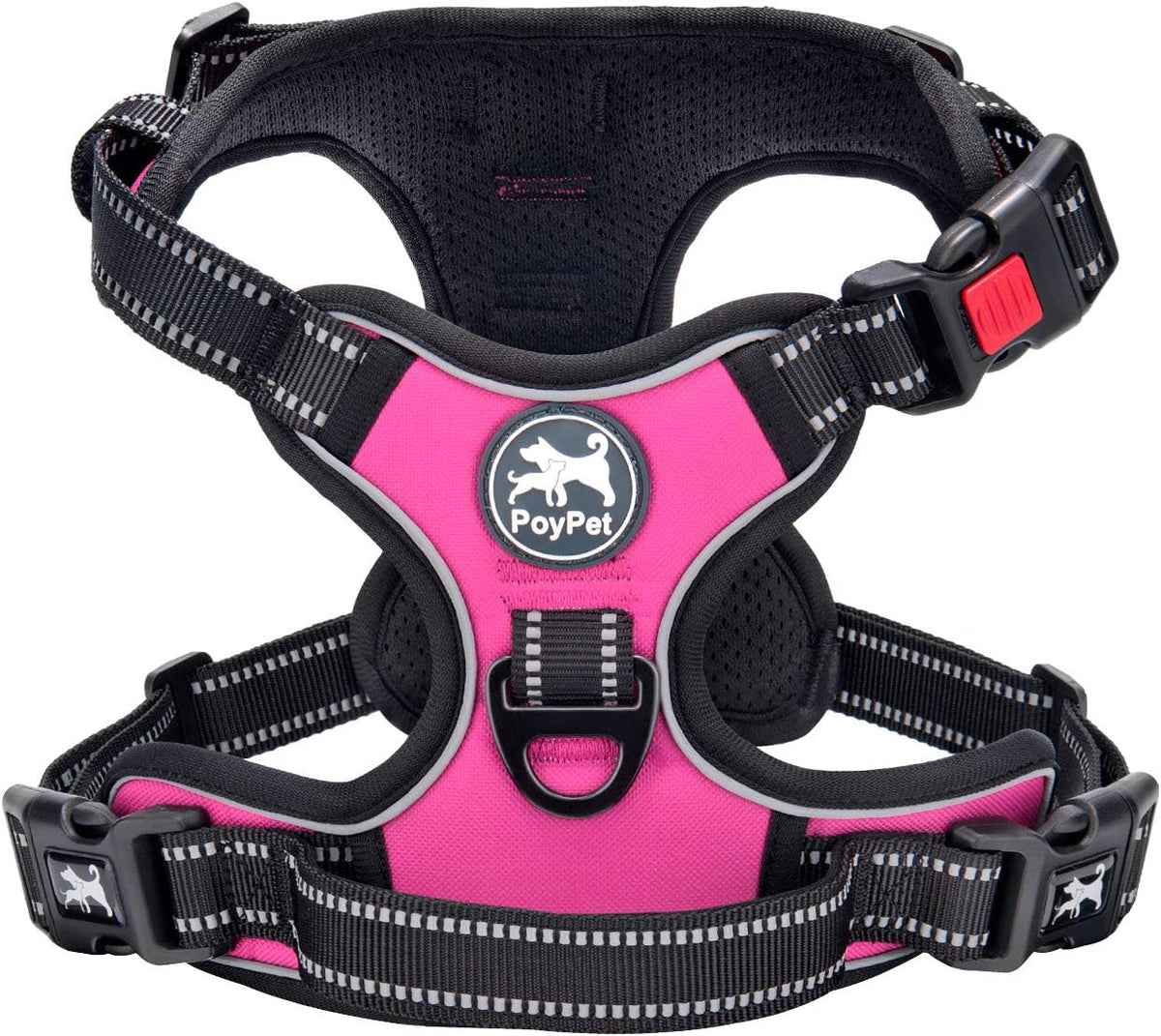 No Pull Dog Harness, No Choke Front Clip Dog Reflective Harness, Adjustable Soft Padded Pet Vest with Easy Control Handle for Small to Large Dogs(Pink,M) - Majestic Dog & Cat Pet Boutique