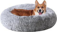 Dog & Cat Bed, Calming Anti-Anxiety Pet Bed for Small Dogs, Fluffy Donut Cushion for Small and Medium Pets (20")