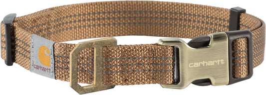 Fully Adjustable Nylon Webbing Collars for Dogs, Reflective Stitching for Visibility,  Brown (Nylon Webbing), Medium