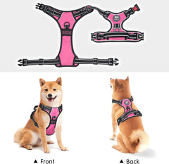 No Pull Dog Harness, No Choke Front Clip Dog Reflective Harness, Adjustable Soft Padded Pet Vest with Easy Control Handle for Small to Large Dogs(Pink,M) - Majestic Dog & Cat Pet Boutique