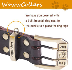 Reflective Genuine Leather Dog Collar Adjustable Soft Padded for Small, Medium Large and Extra Large Breed Dog Collars (Brown Xl(Neck 51.5Cm-63.5Cm))