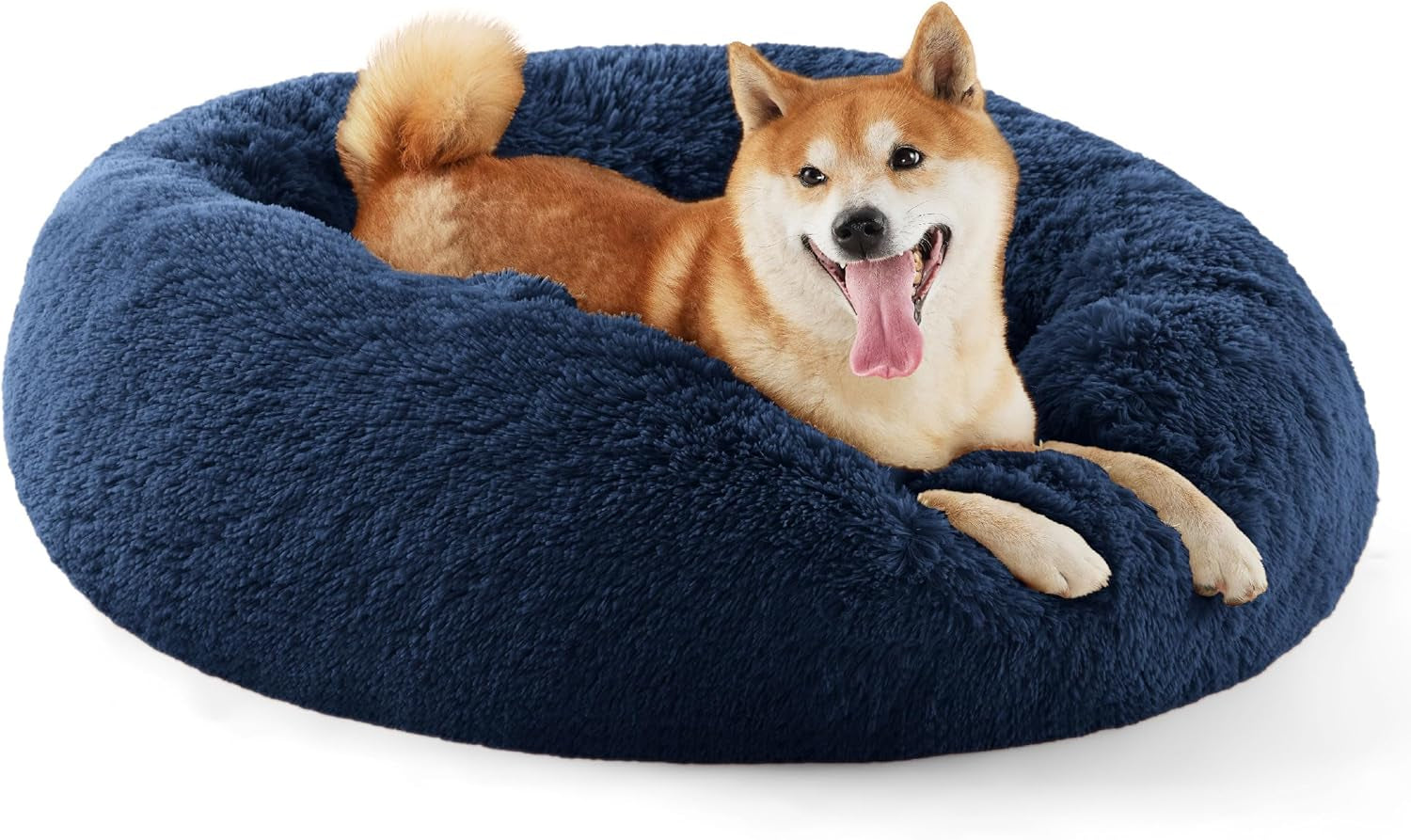 Calming Dog Bed for Small Dogs - Donut Washable Small Pet Bed, 23 Inches Anti-Slip round Fluffy Plush Faux Fur Large Cat Bed, Fits up to 25 Lbs Pets, Camel