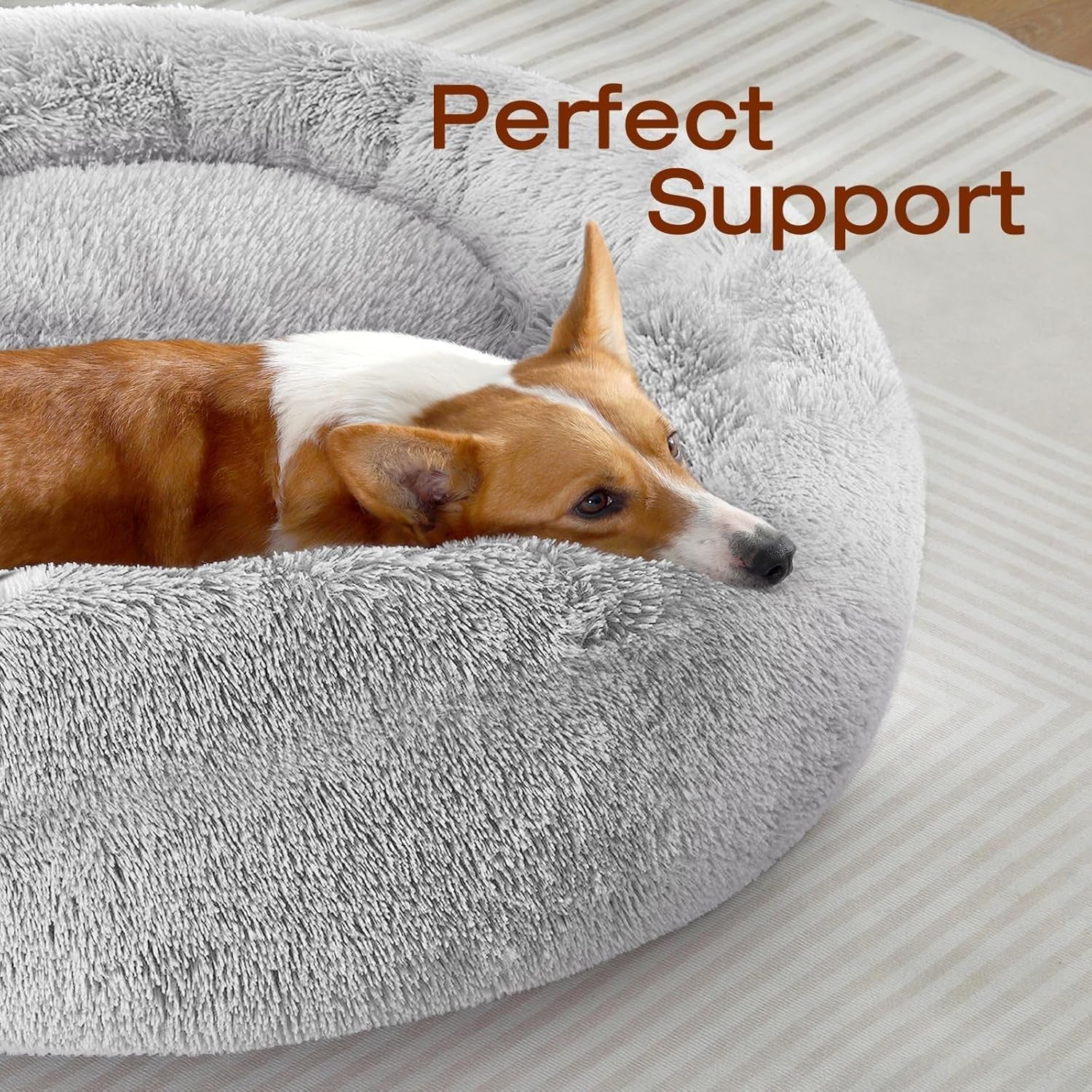 Dog & Cat Bed, Calming Anti-Anxiety Pet Bed for Small Dogs, Fluffy Donut Cushion for Small and Medium Pets (20")