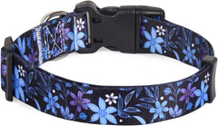 Dog Collar with Bohemia Floral Tribal Geometric Patterns - Soft Ethnic Style Collar Adjustable for Small Medium Large Dogs(Floral Blue,L)