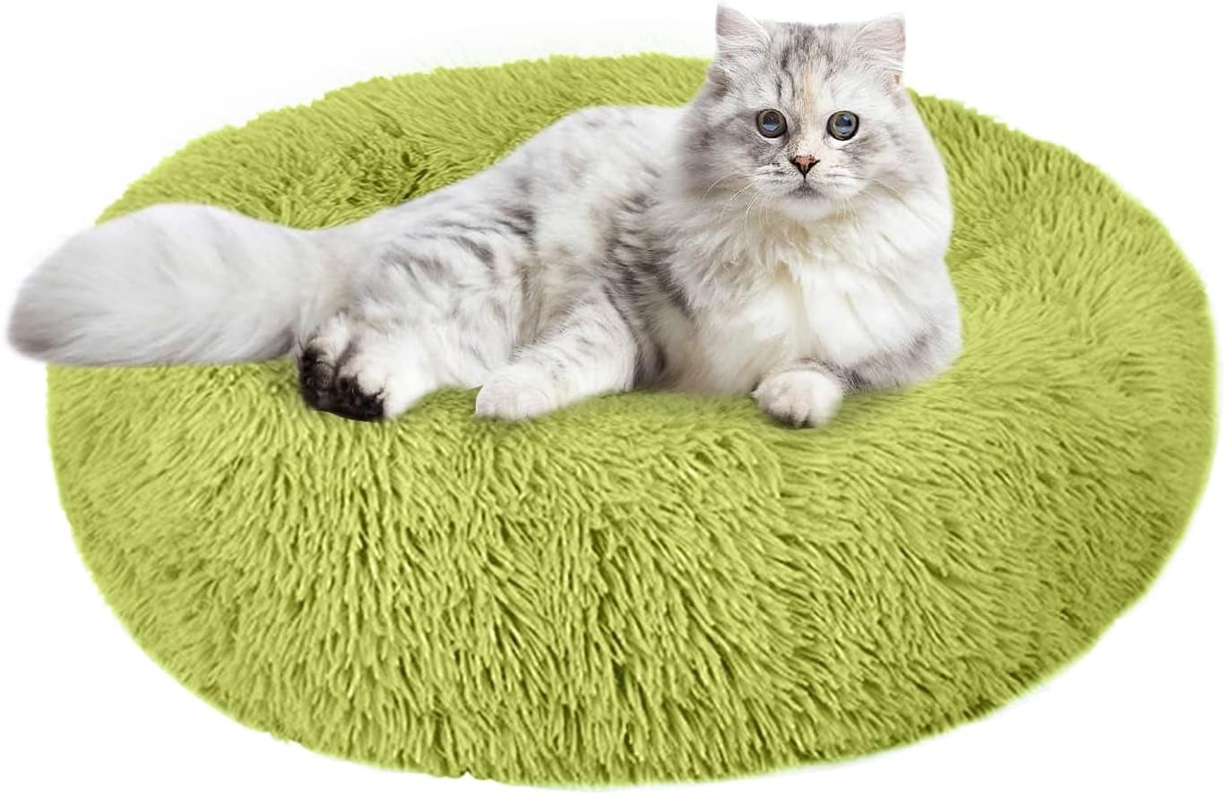 Washable Round Pet Bed – 20” Cat Bed for Indoor Cats & Small to Medium Dogs, Slip-Resistant