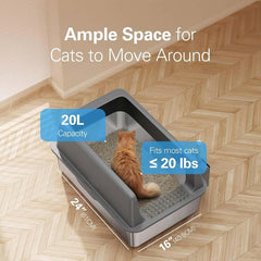 High Side Open Stainless Steel Litter Box with Lid, Super Large Litter Box, Super Large Litter Box, High Side, (Non-Stick, Easy to Clean, Anti-Leakage) - Majestic Dog & Cat Pet Boutique