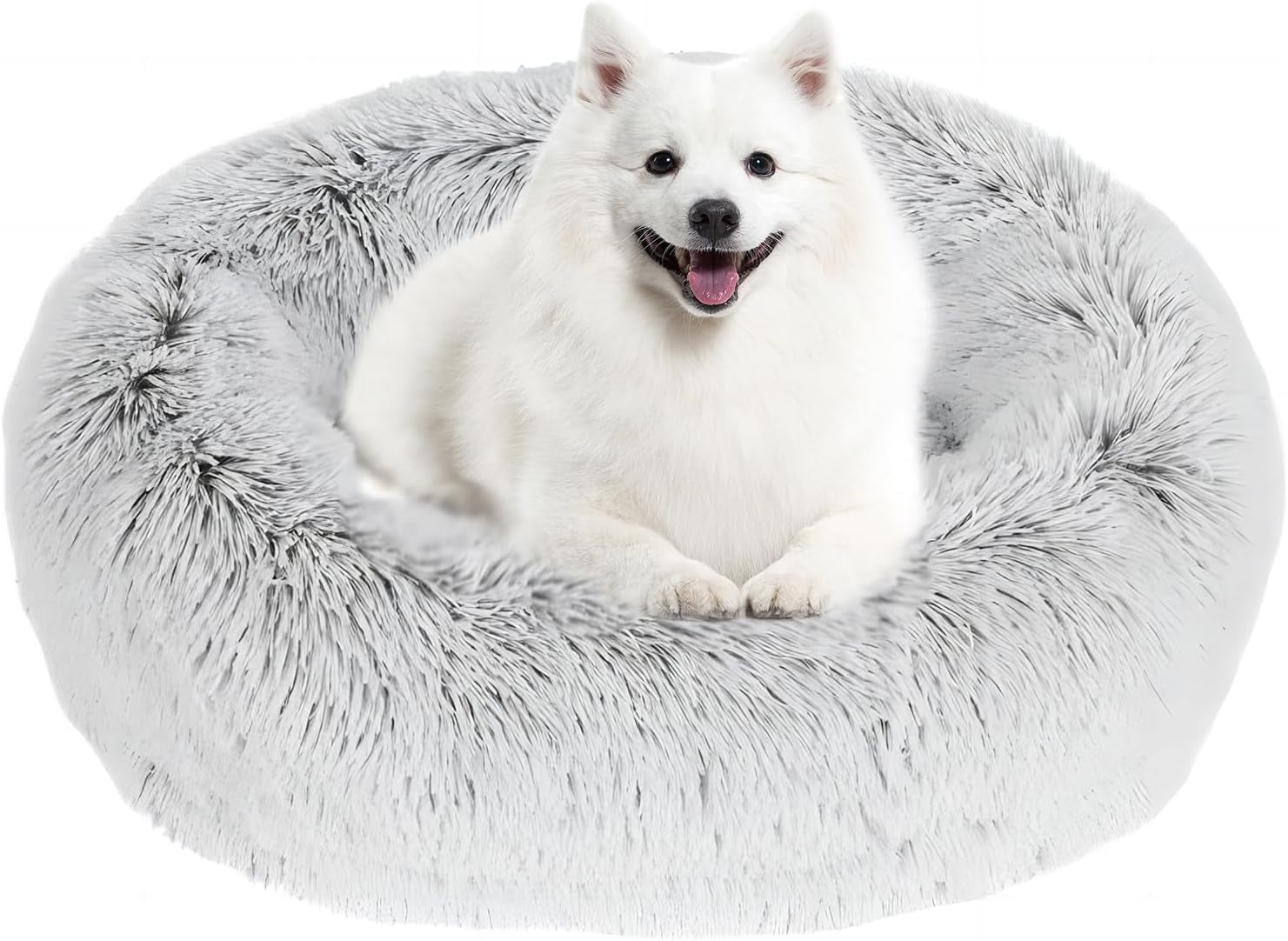 Dog & Cat Bed, Calming Anti-Anxiety Pet Bed for Small Dogs, Fluffy Donut Cushion for Small and Medium Pets (20")