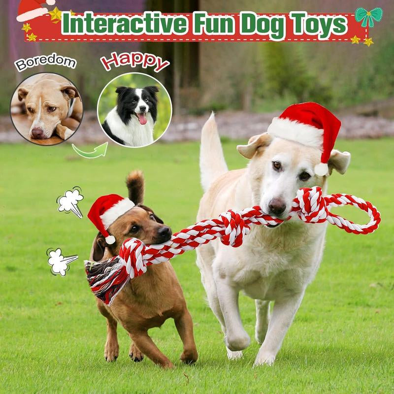 UPSKY Christmas Dog Rope Toys ,Dental Cleaning Chew Toys, Dog Tug Toy for Boredom, Dog Rope Toys for Medium Large Pet - Majestic Dog & Cat Pet Boutique