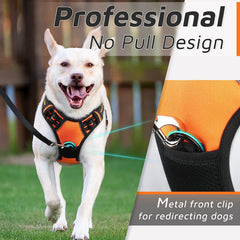 Dog Harness for Large Dogs, No Pull Service Vest with Reflective Strips and Control Handle, Adjustable and Comfortable for Easy Walking, No Choke Pet Harness with 2 Metal Rings, Orange, L - Majestic Dog & Cat Pet Boutique