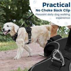 Dog Harness No Pull, Adjustable Pet Vest Harness, Super Soft Material with Vertical Handle Easy Control, Reflective Night Walking, 2 Leash Clips for Medium Sized Dogs, Black, M - Majestic Dog & Cat Pet Boutique