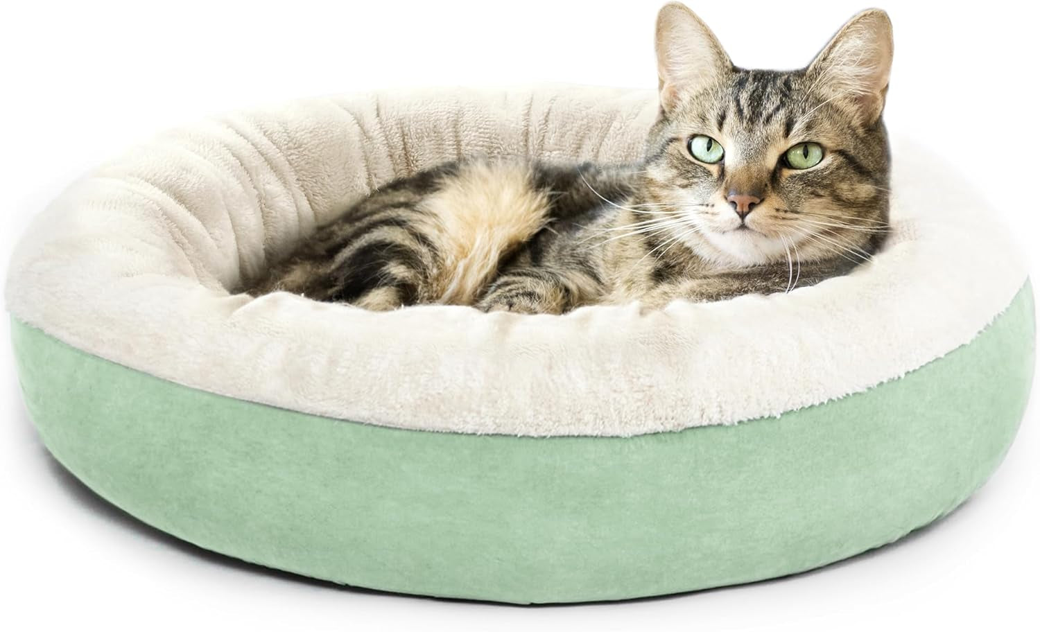 round Donut Cat and Dog Cushion Bed, 20In Bed for Cats or Small Dogs, Anti-Slip & Water-Resistant Bottom, Super Soft Durable Fabric Pet Beds, Washable Luxury Cat & Dog Bed Gray