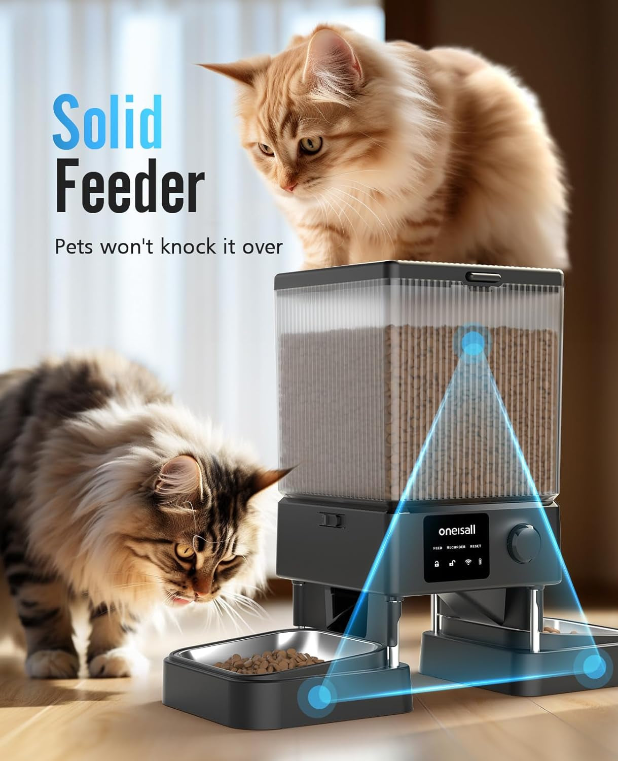 Automatic Cat Feeder with 5G Wifi, Automatic Cat Food Dispenser for 2 Cats Small Pets, 20 Cups/5L Timed Dry Food Dispenser with APP Control