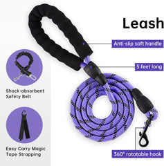 No Pull Dog Harness for Small Dogs, Dog Vest Harness with Leash, Safety Belt and Storage Strap, Fully Adjustable Harness, 360° Reflective Strip, Soft Handle (Purple, S) - Majestic Dog & Cat Pet Boutique