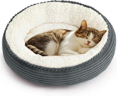 round Donut Cat and Dog Cushion Bed, 20In Bed for Cats or Small Dogs, Anti-Slip & Water-Resistant Bottom, Super Soft Durable Fabric Pet Beds, Washable Luxury Cat & Dog Bed Gray