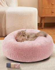 Calming Donut Dog Bed – Plush Pillow for Small & Medium Pets, Washable Cover, Anti-Slip Bottom (23”) - Majestic Dog & Cat Pet Boutique