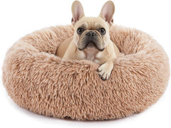 Calming Donut Bed for Dogs & Cats – Machine Washable Fluffy Faux Fur, Anti-Anxiety & Anti-Slip (24”) - Majestic Dog & Cat Pet Boutique