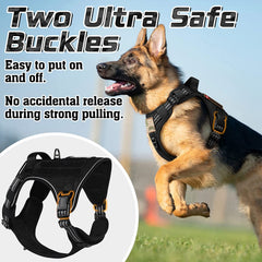 Tactical Dog Harness for Large Dogs, No Pull Military Service Vest with Handle & Molle, Easy Control for Training Walking, Adjustable Reflective Straps, Black, L - Majestic Dog & Cat Pet Boutique