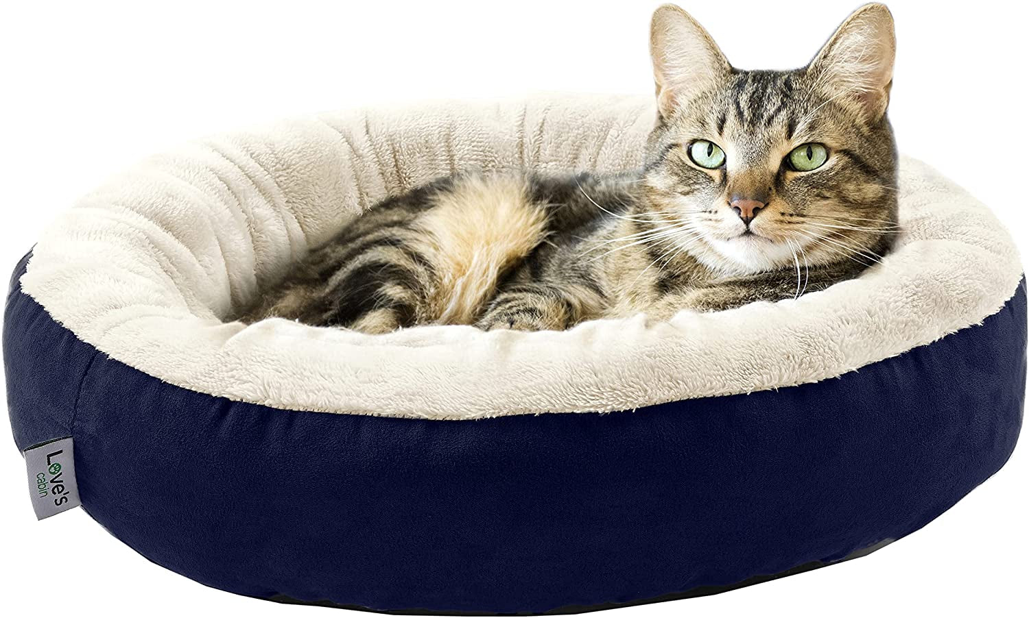 round Donut Cat and Dog Cushion Bed, 20In Bed for Cats or Small Dogs, Anti-Slip & Water-Resistant Bottom, Super Soft Durable Fabric Pet Beds, Washable Luxury Cat & Dog Bed Gray