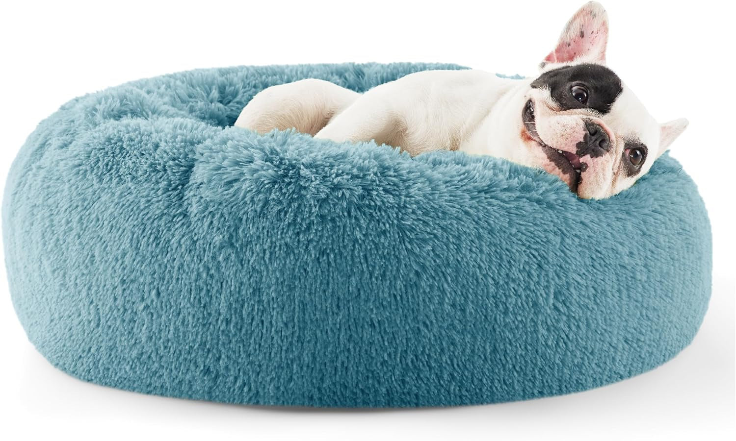 Calming Dog Bed for Small Dogs - Donut Washable Small Pet Bed, 23 Inches Anti-Slip round Fluffy Plush Faux Fur Large Cat Bed, Fits up to 25 Lbs Pets, Camel