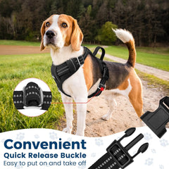 Dog Harness No Pull, Adjustable Pet Vest Harness, Super Soft Material with Vertical Handle Easy Control, Reflective Night Walking, 2 Leash Clips for Medium Sized Dogs, Black, M - Majestic Dog & Cat Pet Boutique