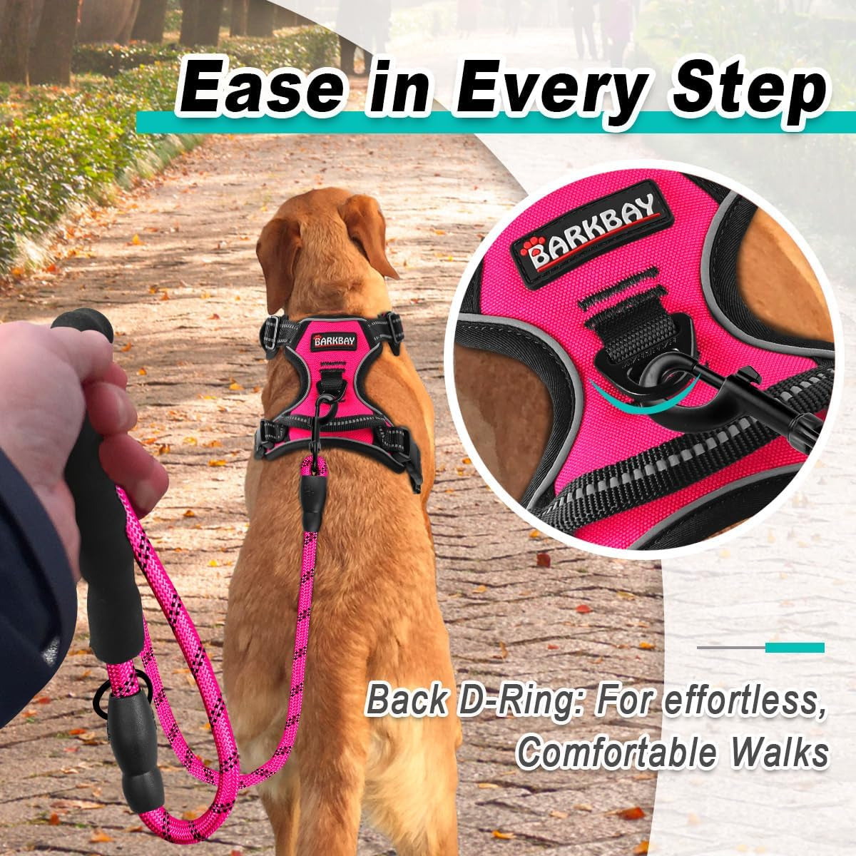 No Pull Pet Harness Dog Harness Adjustable Outdoor Pet Vest 3M Reflective Oxford Material Vest for PINK Dogs Easy Control for Small Medium Large Dogs (L) - Majestic Dog & Cat Pet Boutique