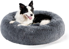 Calming Dog Bed for Small Dogs - Donut Washable Small Pet Bed, 23 Inches Anti-Slip round Fluffy Plush Faux Fur Large Cat Bed, Fits up to 25 Lbs Pets, Camel